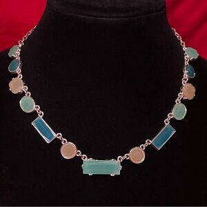 Liz Claiborne Blue and Cream Necklace